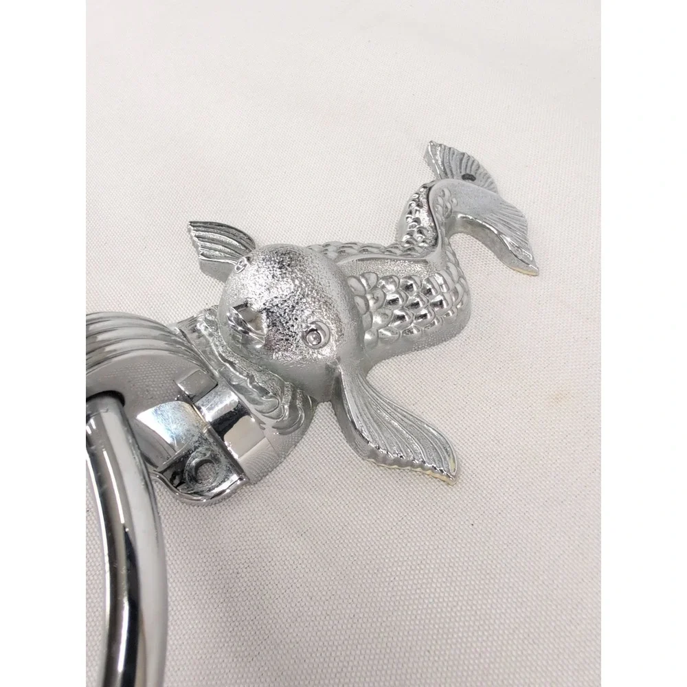 Hall-Mack Towel Ring Chrome Silver Vintage MCM Koi Fish Dolphin